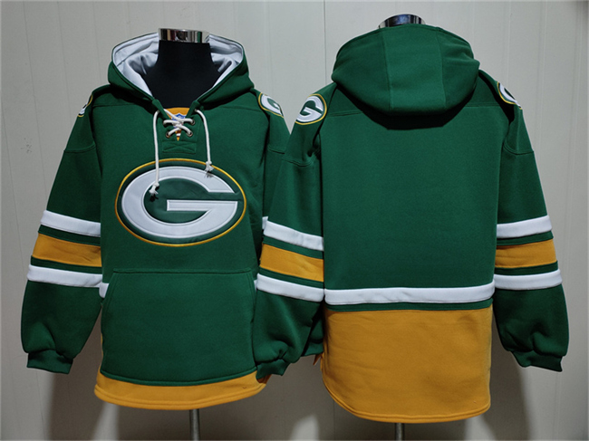 Men's Green Green Bay Packers Blank Lace-Up Pullover Hoodie